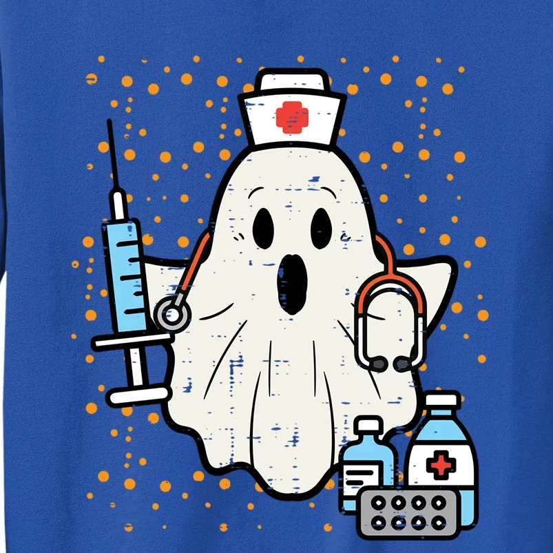 Halloween Nurse Ghost Boo Nursing Scrub Top Costume Gift Sweatshirt