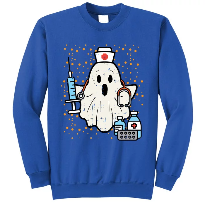 Halloween Nurse Ghost Boo Nursing Scrub Top Costume Gift Sweatshirt