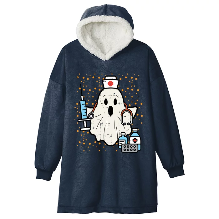 Halloween Nurse Ghost Boo Nursing Scrub Top Costume Gift Hooded Wearable Blanket