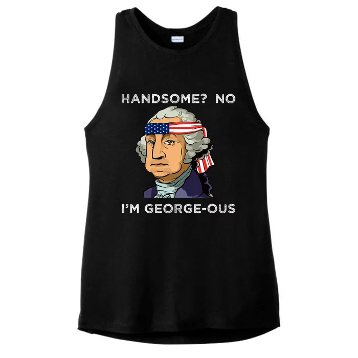 Handsome No Georgeous Washington Funny Fourth 4th Of July Ladies Tri-Blend Wicking Tank