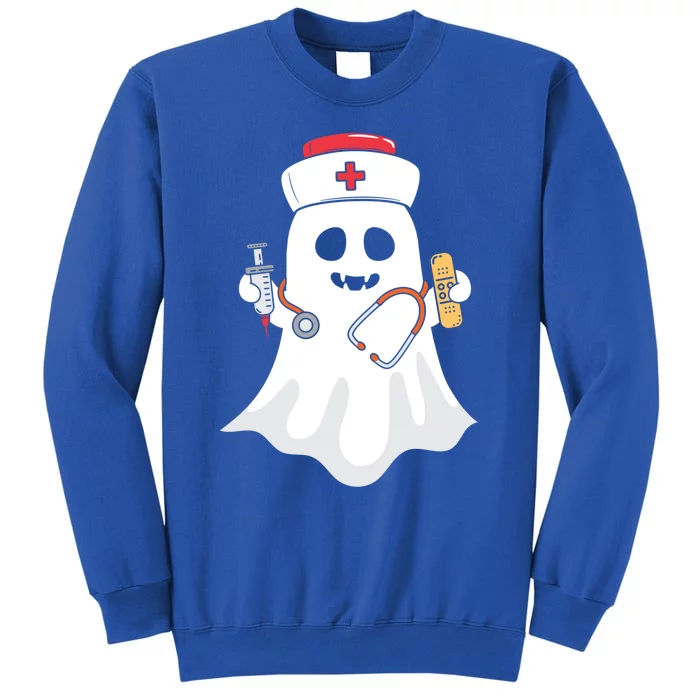 Halloween Nurse Ghost Scrub Top Halloween Costume Nursing Gift Tall Sweatshirt