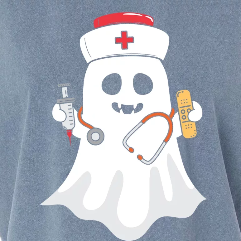 Halloween Nurse Ghost Scrub Top Halloween Costume Nursing Gift Garment-Dyed Women's Muscle Tee