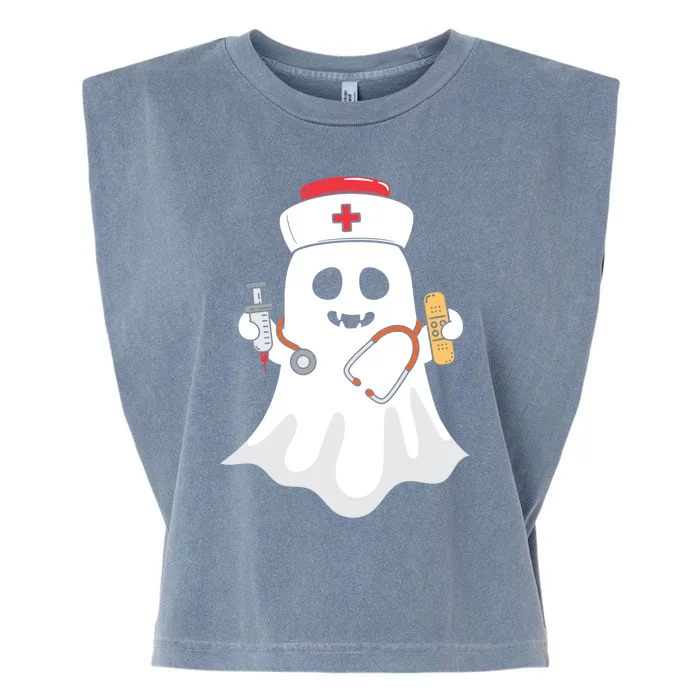 Halloween Nurse Ghost Scrub Top Halloween Costume Nursing Gift Garment-Dyed Women's Muscle Tee