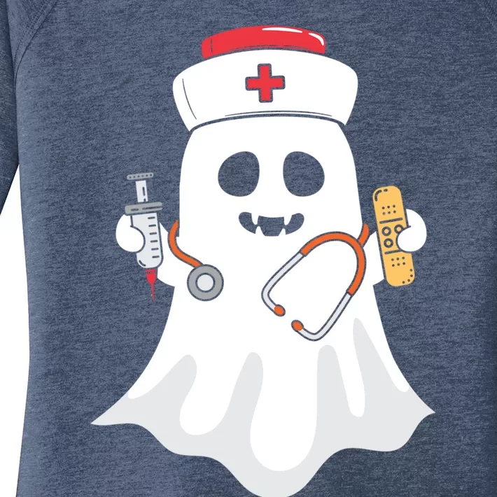 Halloween Nurse Ghost Scrub Top Halloween Costume Nursing Gift Women's Perfect Tri Tunic Long Sleeve Shirt