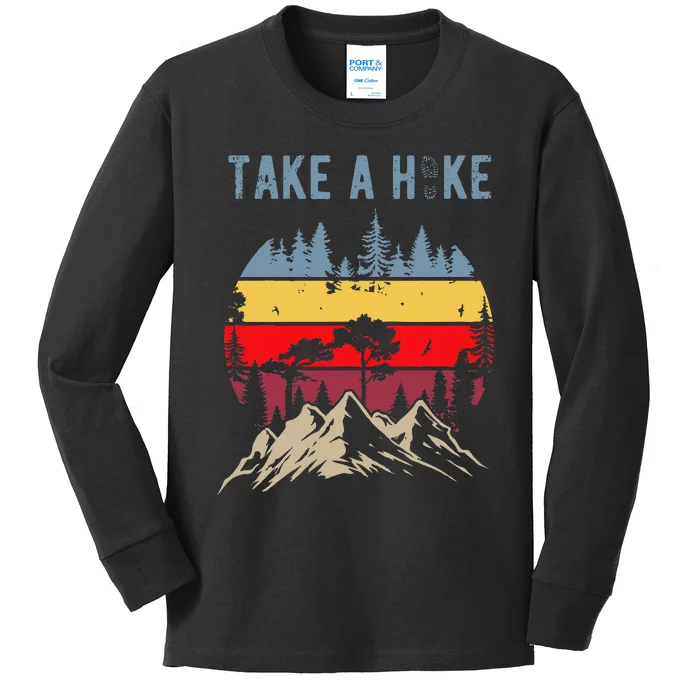 Hiking Nature Hike Hiker Outdoor Funny Take A Hike Kids Long Sleeve Shirt