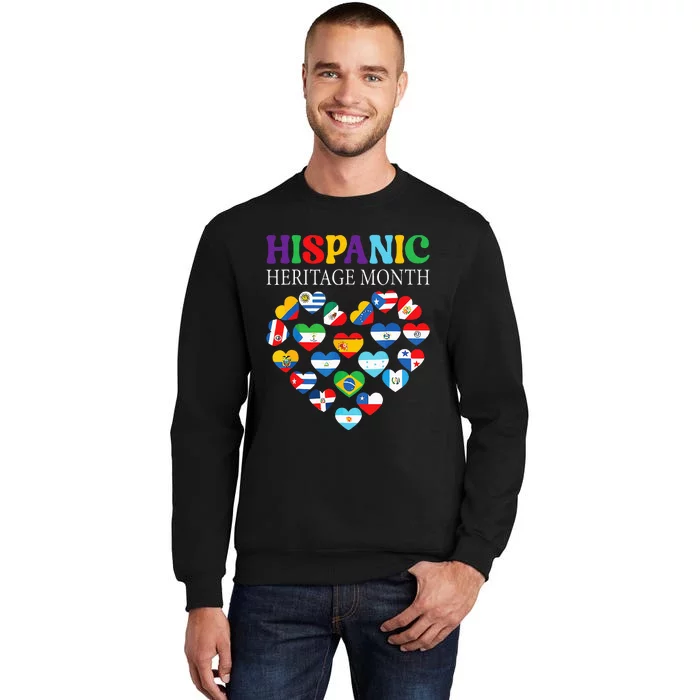 Happy National Hispanic Heritage Month All Countries Heart Tall Sweatshirt