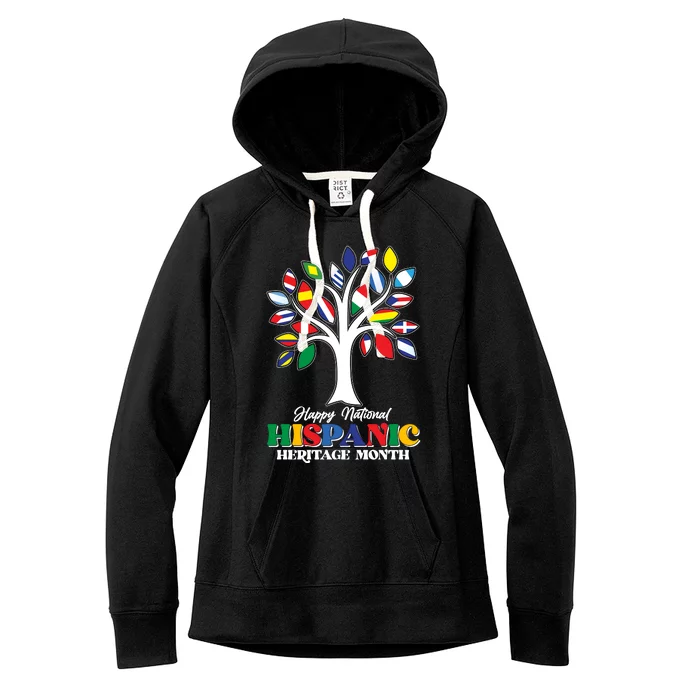 Happy National Hispanic Heritage Month Flag Tree Women's Fleece Hoodie