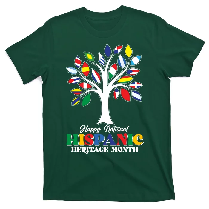 Happy National Hispanic Heritage Month Flag Tree T-Shirt