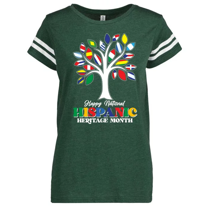 Happy National Hispanic Heritage Month Flag Tree Enza Ladies Jersey Football T-Shirt