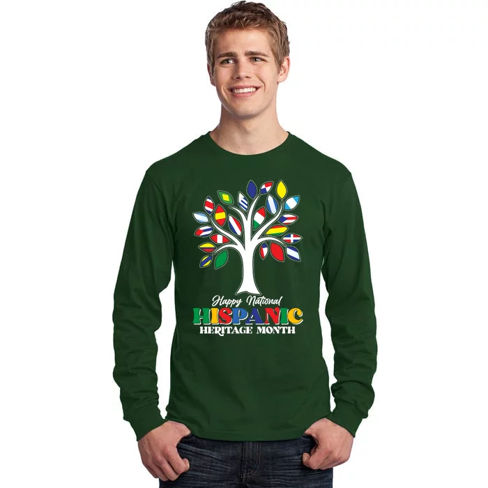 Happy National Hispanic Heritage Month Flag Tree Tall Long Sleeve T-Shirt