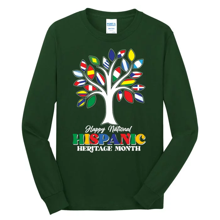 Happy National Hispanic Heritage Month Flag Tree Tall Long Sleeve T-Shirt