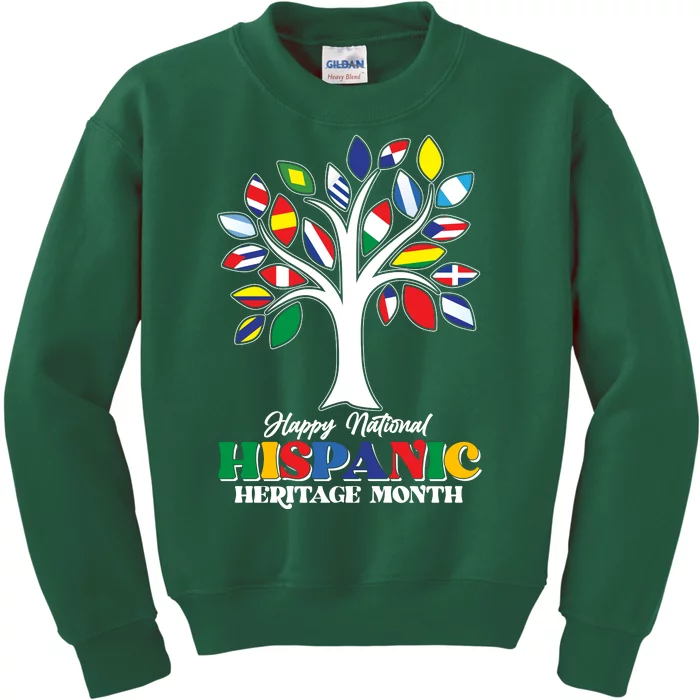 Happy National Hispanic Heritage Month Flag Tree Kids Sweatshirt