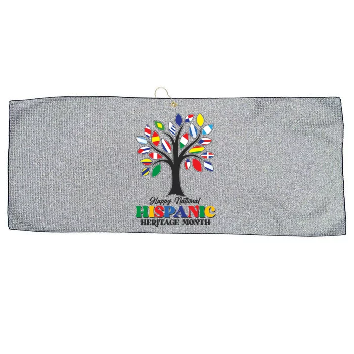 Happy National Hispanic Heritage Month Flag Tree Large Microfiber Waffle Golf Towel