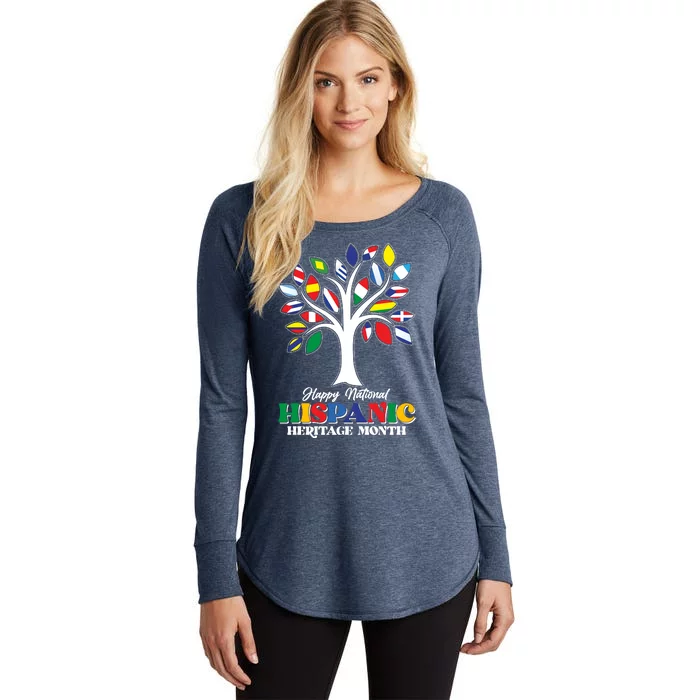 Happy National Hispanic Heritage Month Flag Tree Women's Perfect Tri Tunic Long Sleeve Shirt