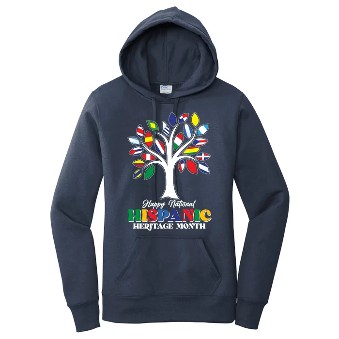 Happy National Hispanic Heritage Month Flag Tree Women's Pullover Hoodie