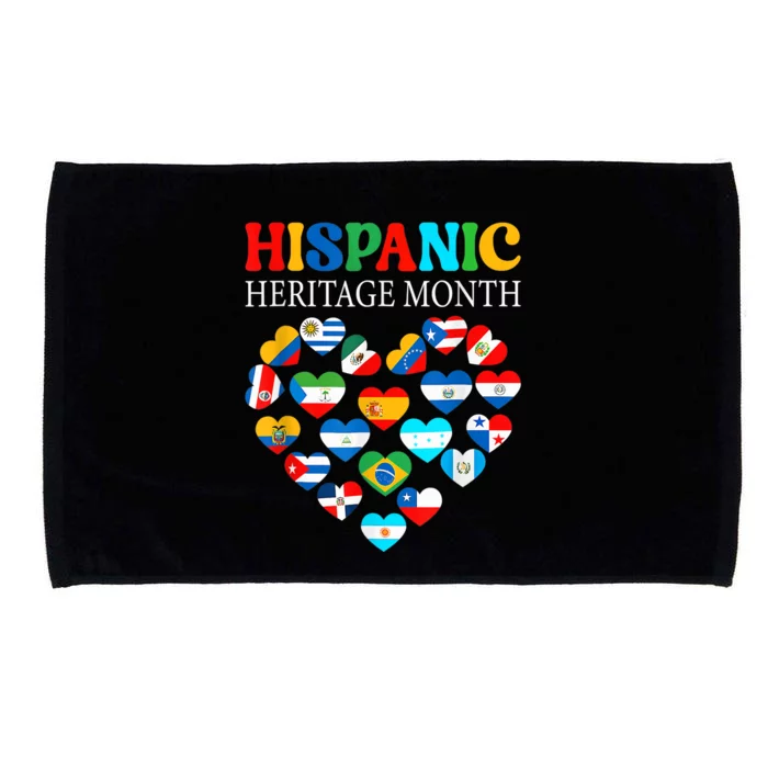 Happy National Hispanic Heritage Month All Countries Heart Microfiber Hand Towel