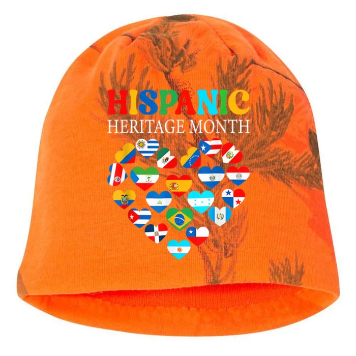 Happy National Hispanic Heritage Month All Countries Heart Kati - Camo Knit Beanie