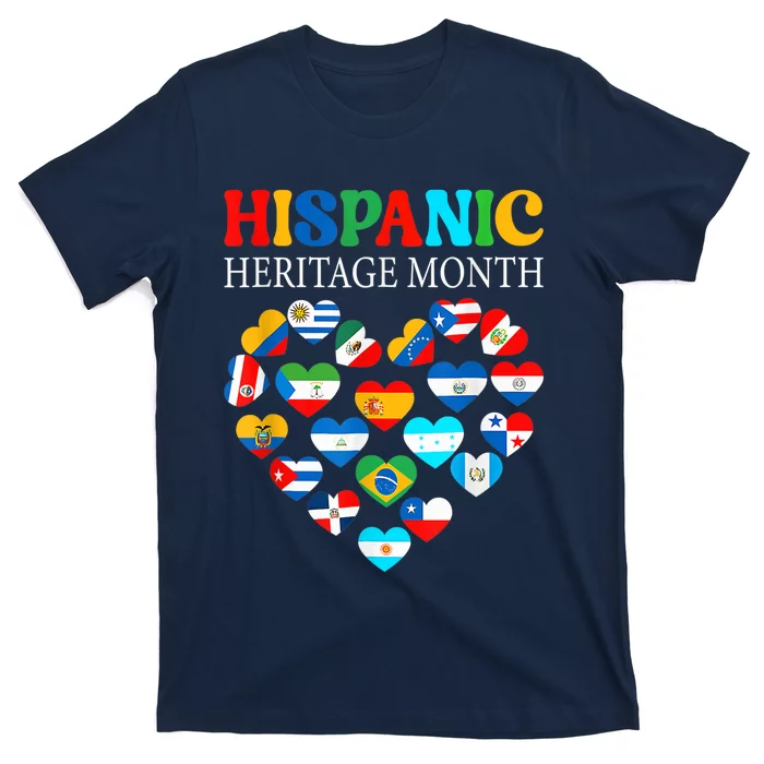 Happy National Hispanic Heritage Month All Countries Heart T-Shirt