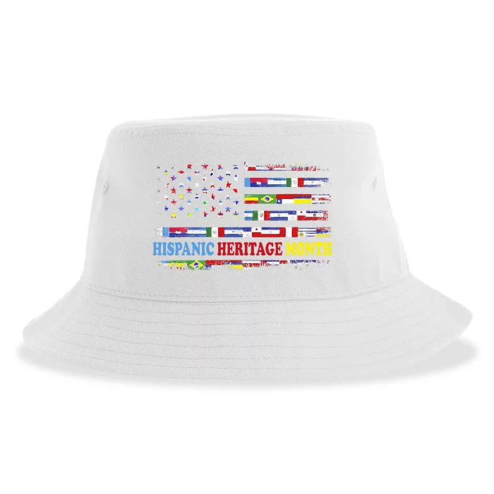 Happy National Hispanic Heritage Month Distressed Flags Sustainable Bucket Hat