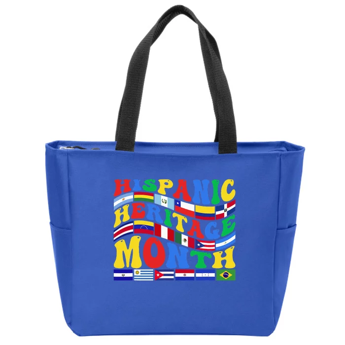 Happy National Hispanic Heritage Month All Countries Groovy Zip Tote Bag