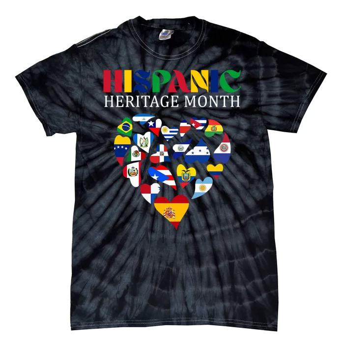 Happy National Hispanic Heritage Month All Countries Tie-Dye T-Shirt