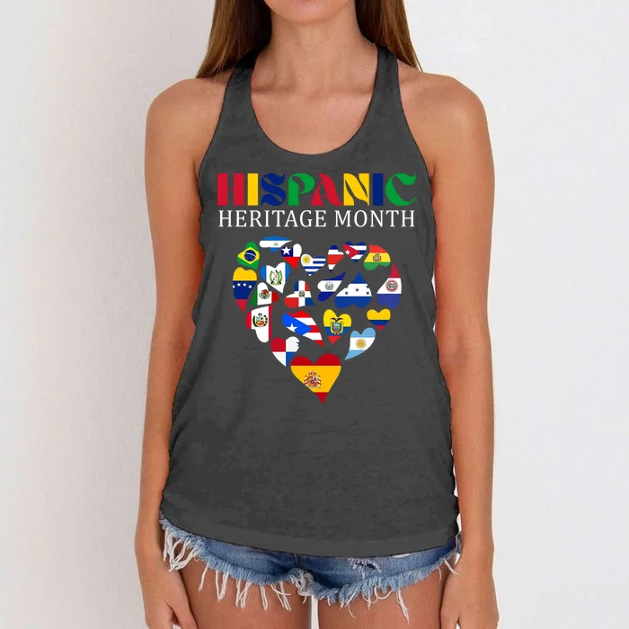 Happy National Hispanic Heritage Month All Countries Women's Knotted Racerback Tank