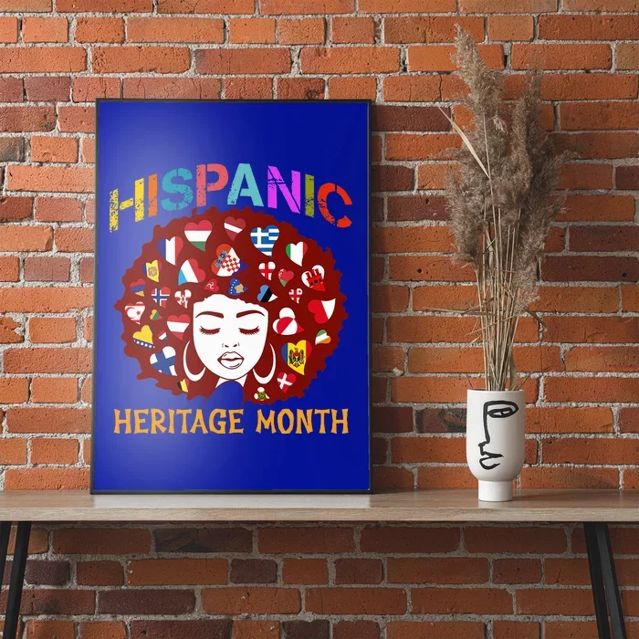 Happy National Heritage Month Tree Hispanic Latino Flags Poster