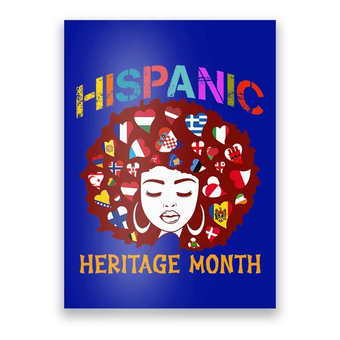 Happy National Heritage Month Tree Hispanic Latino Flags Poster