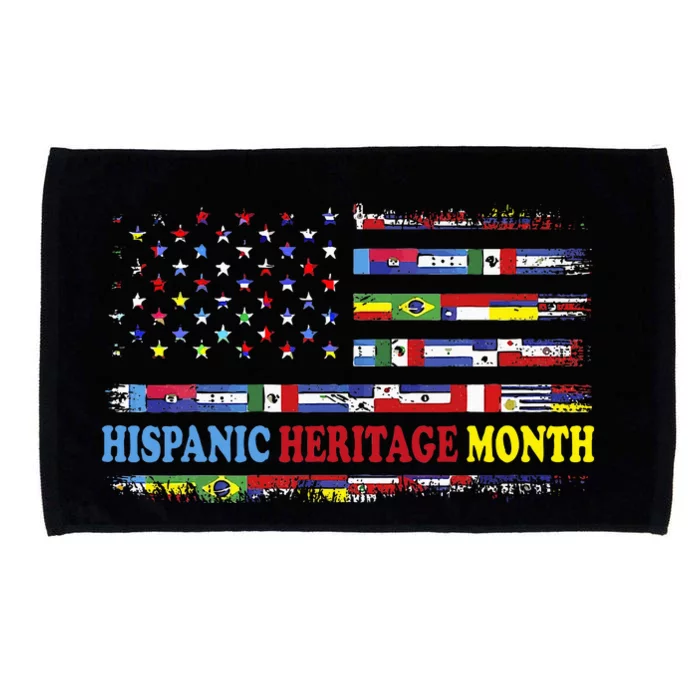 Happy National Hispanic Heritage Month Distressed Flags Microfiber Hand Towel