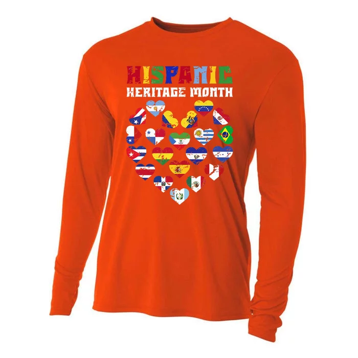 Happy National Hispanic Heritage Month Countries Flags Heart Cooling Performance Long Sleeve Crew