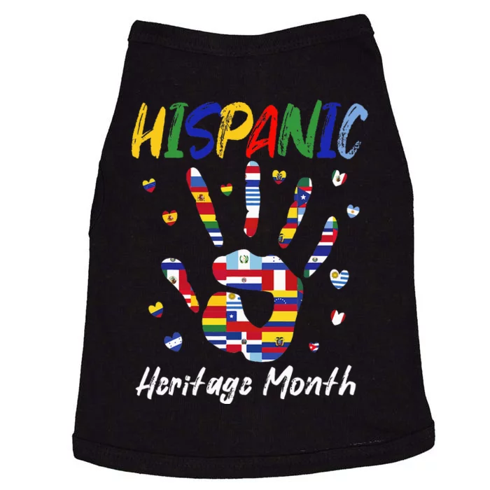 Hand National Hispanic Heritage Month All Countries Flag Doggie Tank