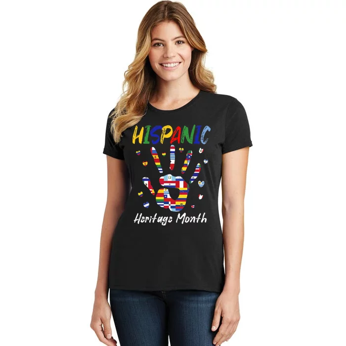 Hand National Hispanic Heritage Month All Countries Flag Women's T-Shirt