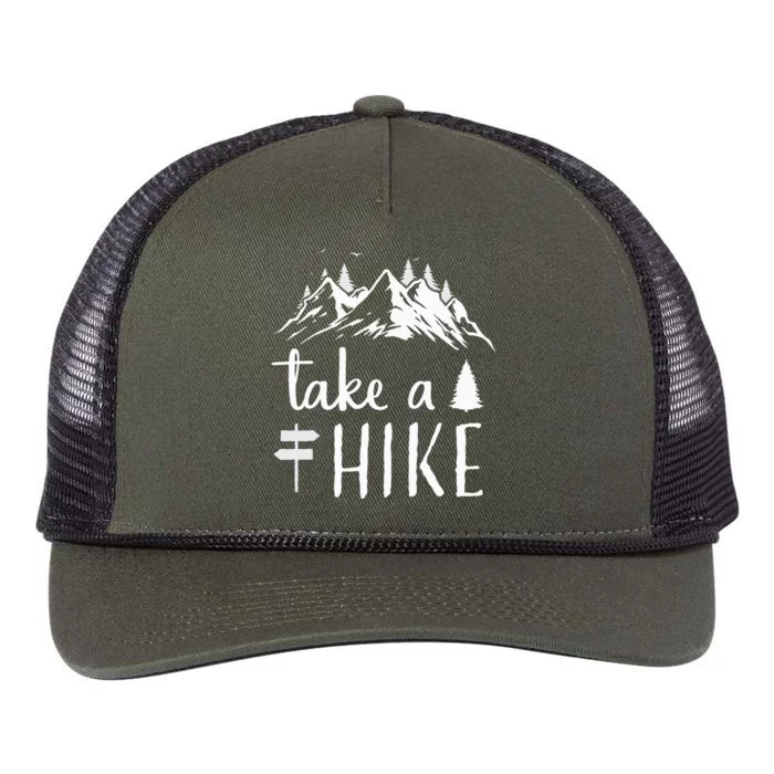 Hiking Nature Hike Hiker Outdoor Funny Take a Hike Retro Rope Trucker Hat Cap