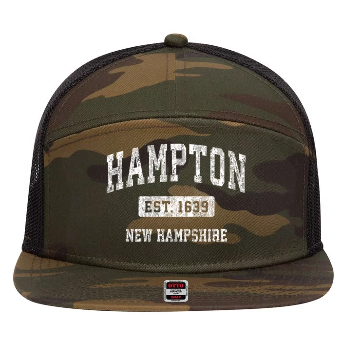 Hampton New Hampshire Nh Vintage Sports Established 7 Panel Mesh Trucker Snapback Hat