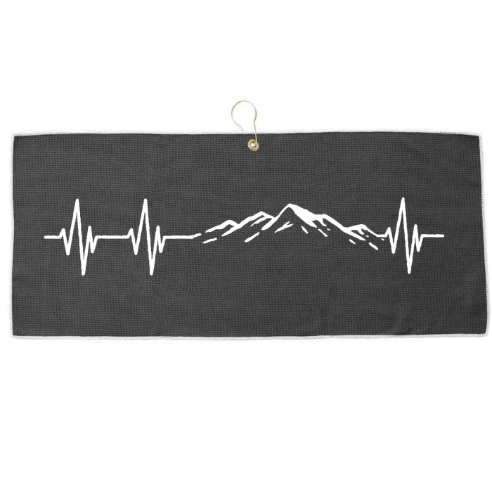 Hiking Nature Hike Hiker Outdoor Funny Hiking Heartbeat Large Microfiber Waffle Golf Towel