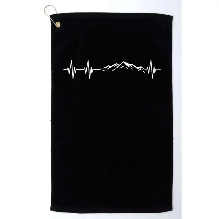 Hiking Nature Hike Hiker Outdoor Funny Hiking Heartbeat Platinum Collection Golf Towel