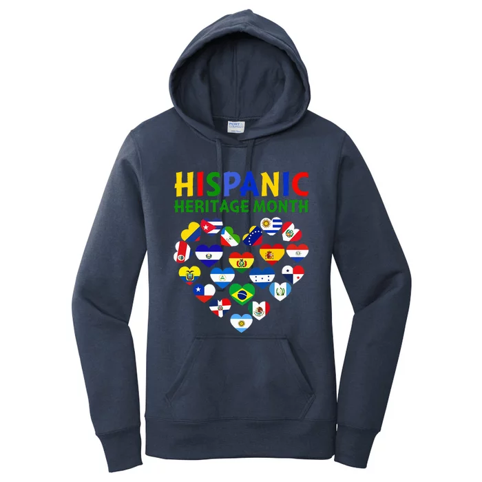 Happy National Hispanic Heritage Month All Countries Heart Women's Pullover Hoodie