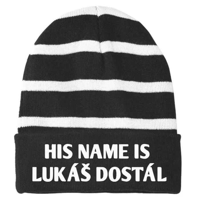 His Name Is Lukas Dostal Striped Beanie with Solid Band