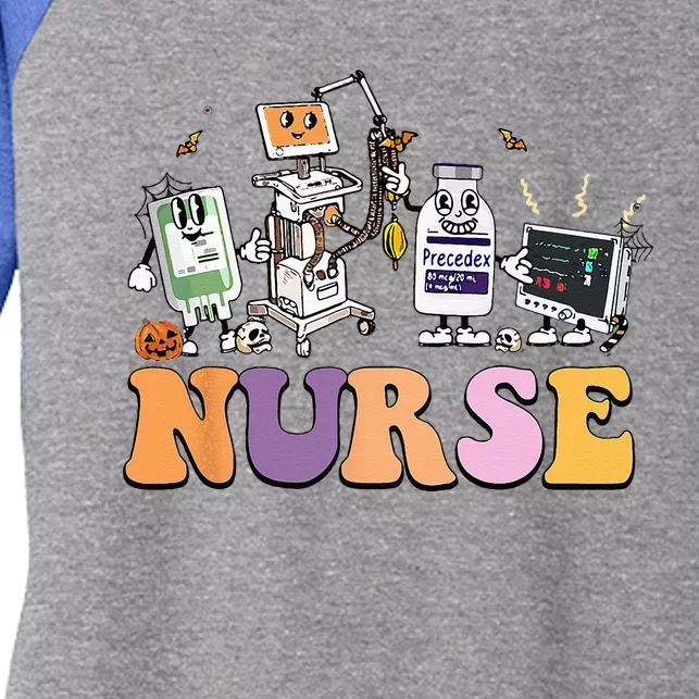 Halloween Nurse Icu Nicu Nurse Er Rn Picu Nursing Women's Tri-Blend 3/4-Sleeve Raglan Shirt