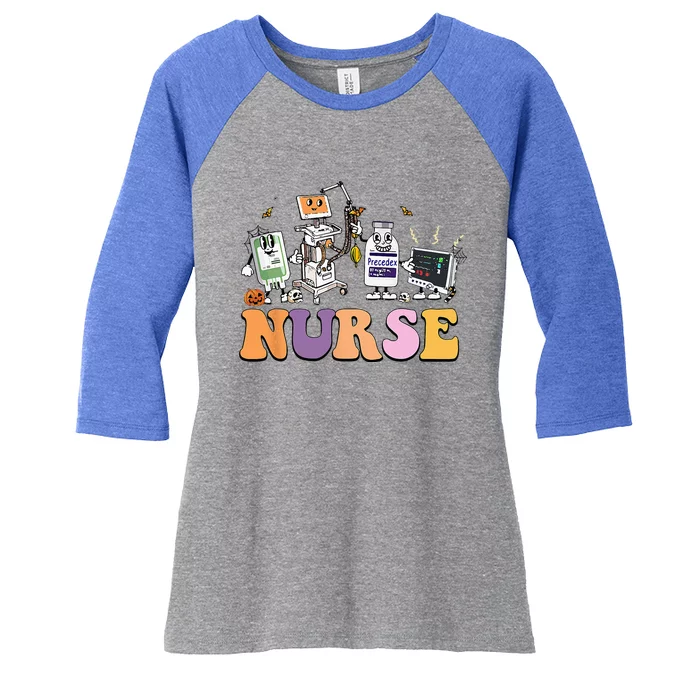 Halloween Nurse Icu Nicu Nurse Er Rn Picu Nursing Women's Tri-Blend 3/4-Sleeve Raglan Shirt