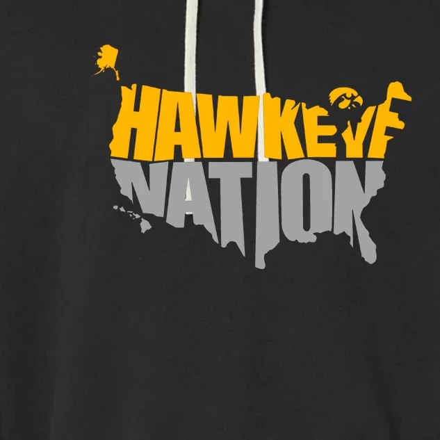 Hawkeye Nation Iowa Map Iowa Lover Heaven Country Garment-Dyed Fleece Hoodie