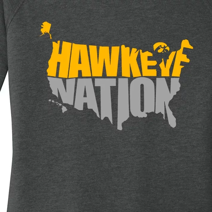 Hawkeye Nation Iowa Map Iowa Lover Heaven Country Women's Perfect Tri Tunic Long Sleeve Shirt