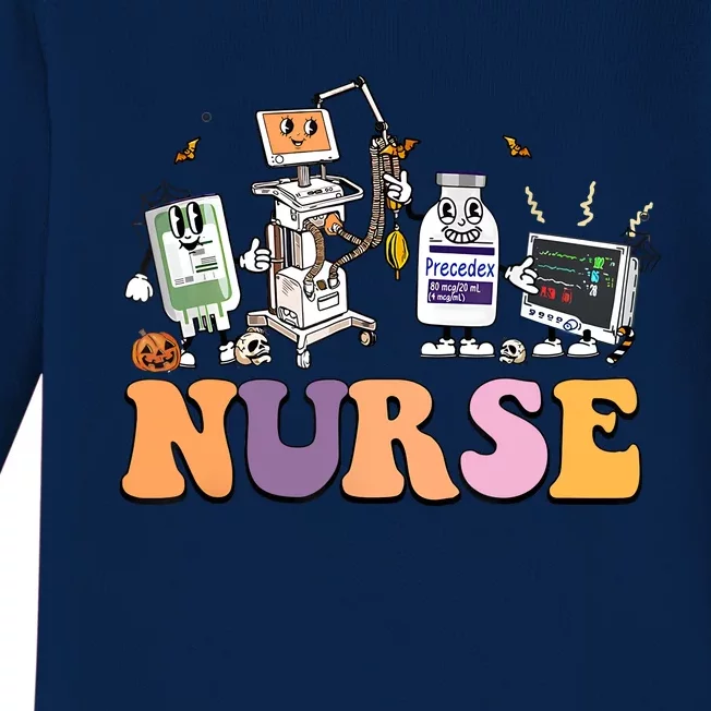 Halloween Nurse Icu Nicu Nurse Er Rn Picu Nursing Baby Long Sleeve Bodysuit