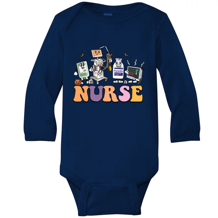 Halloween Nurse Icu Nicu Nurse Er Rn Picu Nursing Baby Long Sleeve Bodysuit