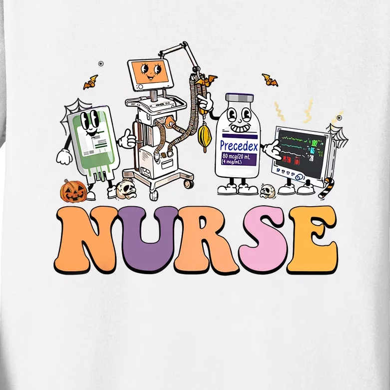 Halloween Nurse Icu Nicu Nurse Er Rn Picu Nursing Kids Long Sleeve Shirt