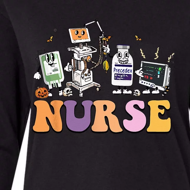 Halloween Nurse Icu Nicu Nurse Er Rn Picu Nursing Womens Cotton Relaxed Long Sleeve T-Shirt