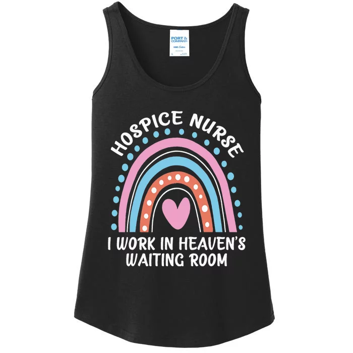 Hospice Nurse I Work In Heaven's Waiting Room Ladies Essential Tank