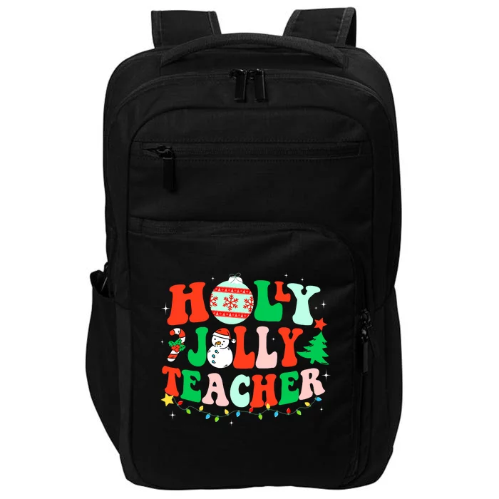 Holly N Jolly Santa Christmas Teacher Life Cute Xmas Holiday Impact Tech Backpack