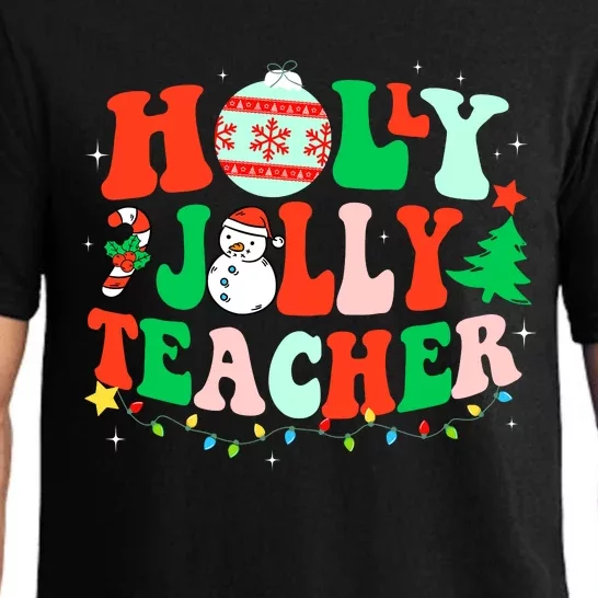 Holly N Jolly Santa Christmas Teacher Life Cute Xmas Holiday Pajama Set