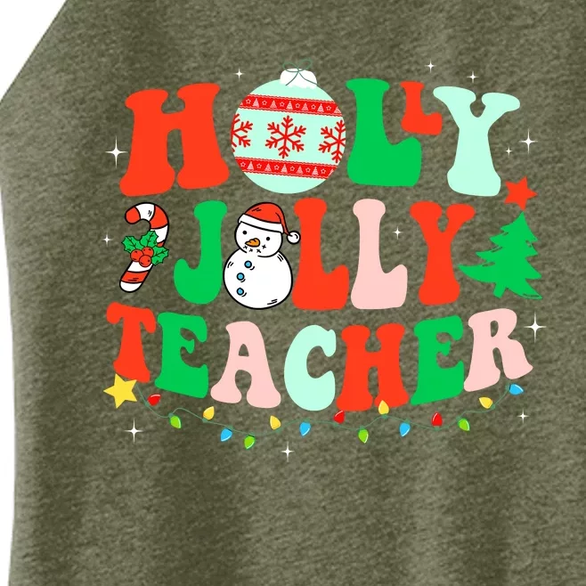 Holly N Jolly Santa Christmas Teacher Life Cute Xmas Holiday Women’s Perfect Tri Rocker Tank